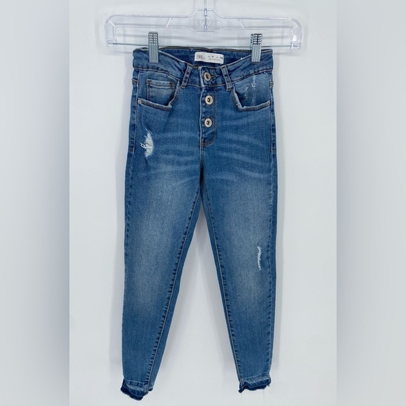 Zara kids denim addict button fly skinny jeans 10 - Picture 1 of 7